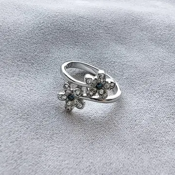 Swarovski 꽃 모양 크리스탈 장식 오픈 반지