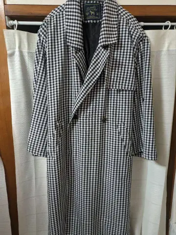 깅엄 체크 롱 코트