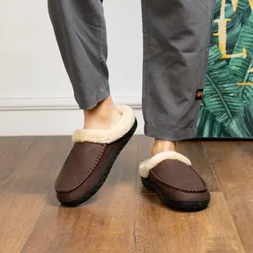 방한 대책 룸슈즈 남성용 슬리퍼 따뜻한 방한 28.5~29cm 브라운
