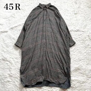 새상품급 45R 이중직 빅 셔츠 드레스 체크 원피스 24AW