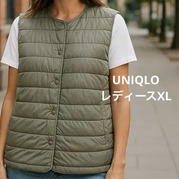 UNIQLO 울트라 라이트 다운 올리브 그린 이너 베스트 여성용 XL