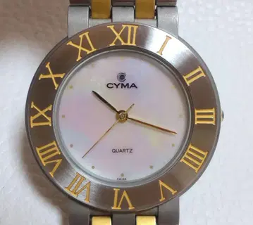 [작동품] CYMA 남성용 손목시계 쿼츠 콤비 컬러 쉘 다이얼