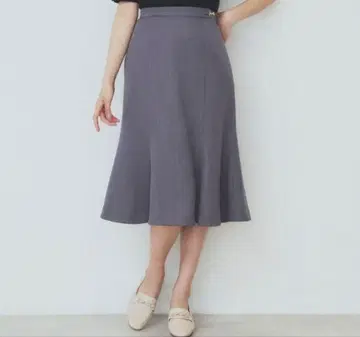 인덱스 린넨풍 차콜 그레이 머메이드 플레어 스커트