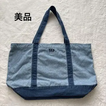 GAP 데님 토트백 대용량 데님 자수 로고 데미지 스타일