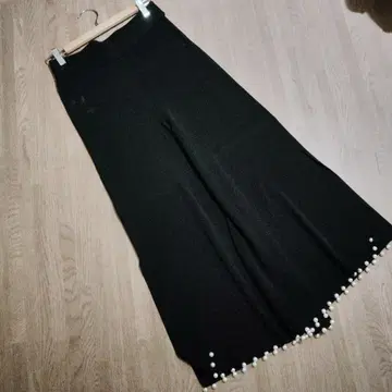 ZARA 펄 니트 와이드 팬츠 배기 블랙 S
