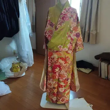 호몬기 초록색과 핑크색 꽃무늬
