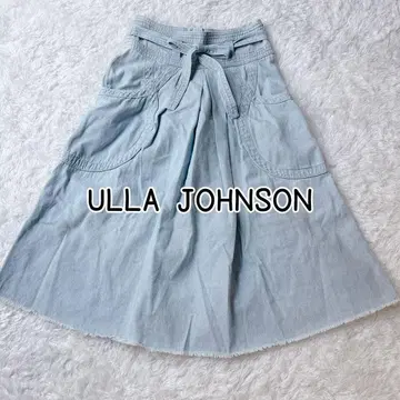 ULLA JOHNSON 울라존슨 데님 스커트 라이트 블루 플레어