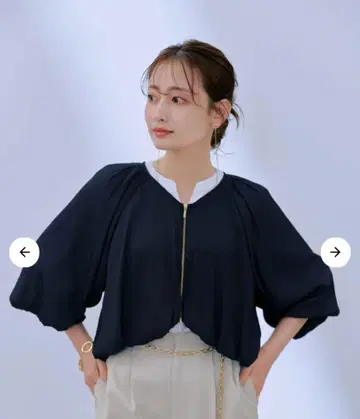 cohina 벌룬 디자인 블라우스 자켓 네이비