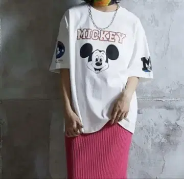 디즈니 미키마우스/면 100% 페이스 프린트 티셔츠