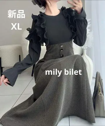 택 포함 새상품 플리츠 프릴 리브 티셔츠 도킹 원피스 XL