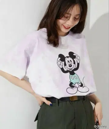 새상품급 프릭스스토어 디즈니 미키 반팔 티셔츠 타이다이 퍼플