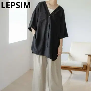 [LEPSIM 립시] V넥 와이드 셔츠 튜닉