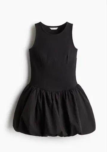 택 포함 미사용 새상품 H&M 버블 헴 미니 원피스 블랙