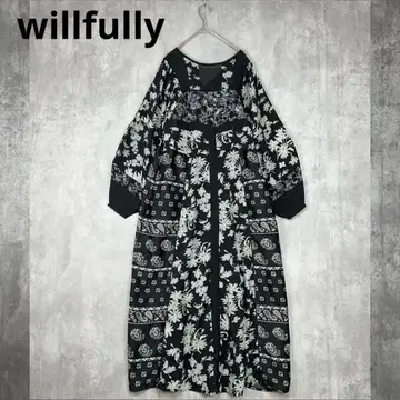 willfully 윌프리 패치워크 원피스 긴팔 블랙 에스닉