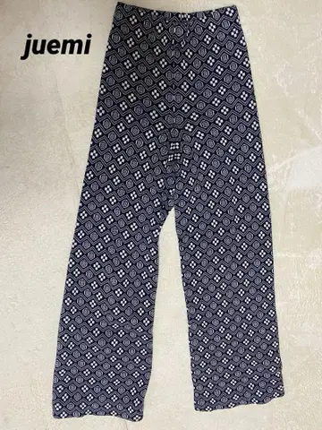 [ juemi ] 일본풍 패턴 자카드 니트 팬츠 네이비 x 화이트