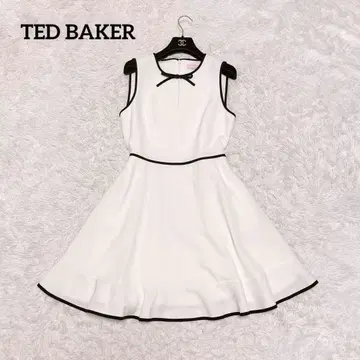 TED BAKER 리본 슬리브리스 플레어 원피스 드레스 화이트 M
