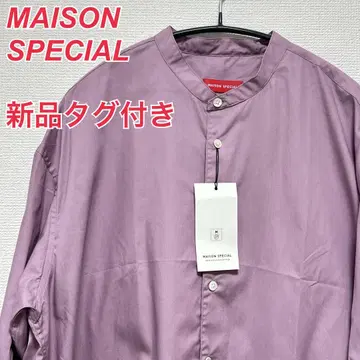 택 포함 새상품 MAISON SPECIAL 퍼플 밴드 칼라 셔츠 긴팔