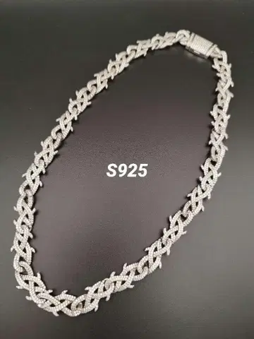 SILVER925 가시 목걸이 실버925 초와이드 블링블링