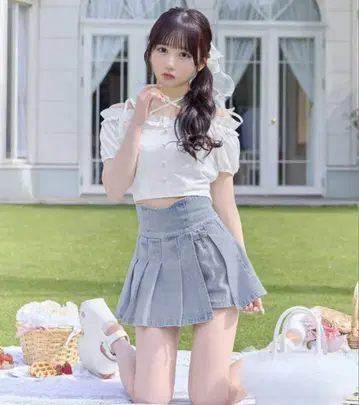 슬림 레그 데님 치마바지 미셸 마카롱 XS