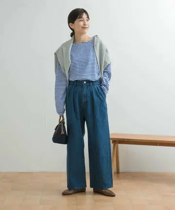 새상품 어반 리서치 2턱 개더 데님 팬츠 INDIGO M 사이즈