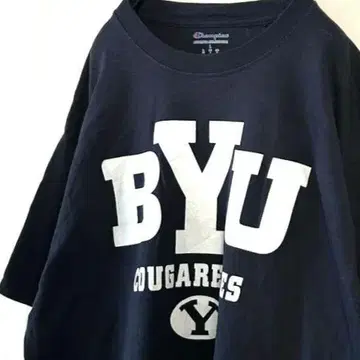 챔피온 BYU COUGARETTES 티셔츠 L 네이비 곤색 구제 의류