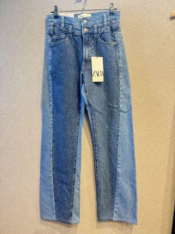 새상품 ZARA 콘트라스트 스트레이트 데님 32