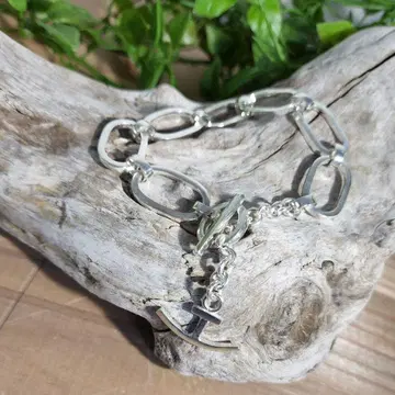 실버 닻 장식 체인 팔찌 약 21cm Silver925