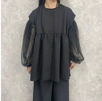 코끼리 고양이 더블 크로스 페플럼 베스트 블랙
