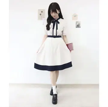 새상품급 fint 핀트 바이컬러 보우타이 원피스