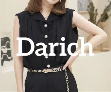 다리치 Darich 오픈 카라 블라우스 블랙 펄 버튼