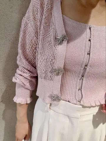 [ 2025 SS 신상 ] 스나이델 리본 비쥬 버튼 시어 가디건