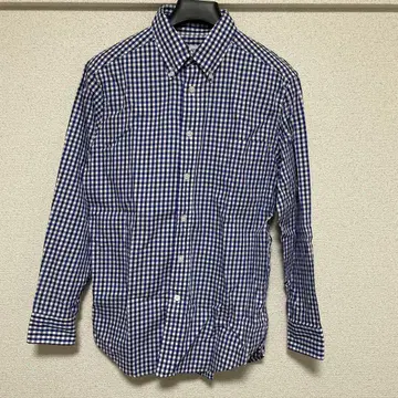 매킨토시 필로소피 (남성용) 파란색과 흰색 깅엄 체크 긴팔 셔츠