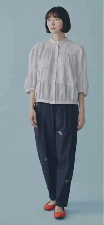 미나 페르호넨 choucho 린넨 개더 블라우스 36 light gray