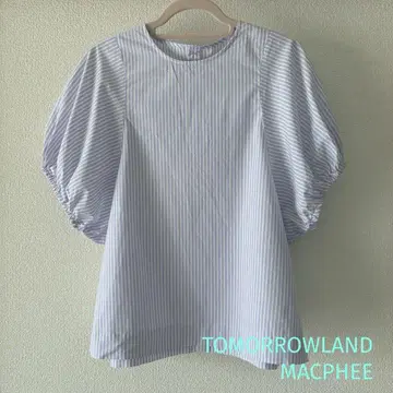 MACPHEE 코튼 브로드 퍼프 슬리브 블라우스