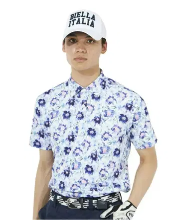 새상품 FILA 꽃무늬 피케 셔츠 LL 휠라 골프웨어 반팔 남성용 여름