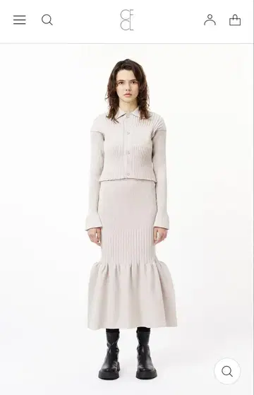 CFCL/ FLUTED MERMAID SKIRT /LIGHT BEIGE