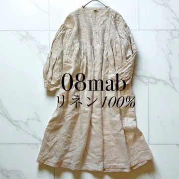 08Mab 린넨 100% 볼륨 소매 핀턱 롱 플레어 원피스