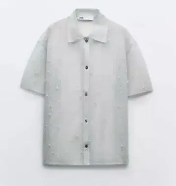 ZARA 모조 진주 세미 시어 셔츠 자라 라메