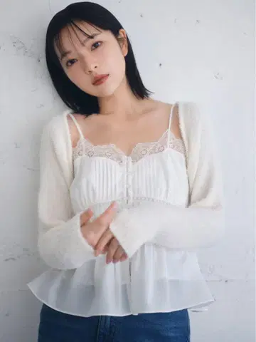 볼레로 x 레이스 캐미 셋업 스나이델 SNIDEL 화이트