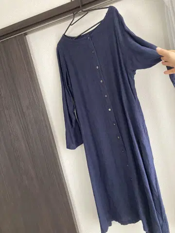 네이비 셔츠 원피스 M 사이즈 린넨 100%