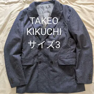 TAKEO KIKUCHI 네이비 체크 더블 자켓 사이즈 L