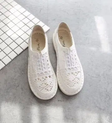 전체 레이스 슬립온 24cm 화이트