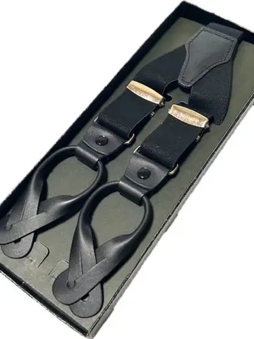 가죽발 단추 잠금 타입 30mm Y자형 블랙 무지 직물