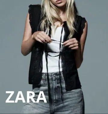 ZARA 리본 자수 상의 S