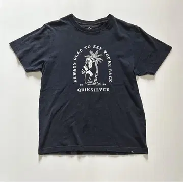 인기 디자인! QUIKSILVER 야자수 프린트 티셔츠 네이비 M