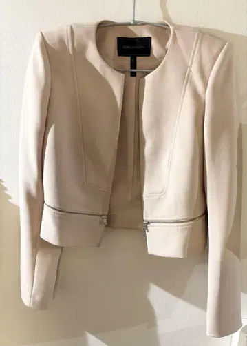 Bcbgmaxazria 핑크 베이지 노카라 자켓 프론트 오픈. xxs
