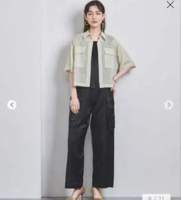 새상품급 UNITED ARROWS 시어 체크 숏 셔츠