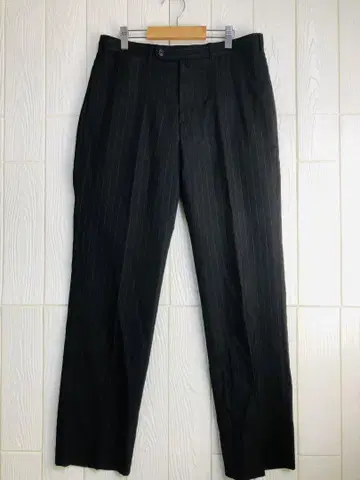 TAKEO KIKUCHI 블랙 스트라이프 슬랙스 허리 76cm