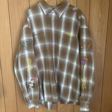 XLARGE 체크 무늬 플란넬 셔츠 양팔 패턴