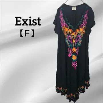 Exist [ F ] 블랙 자수 반팔 원피스